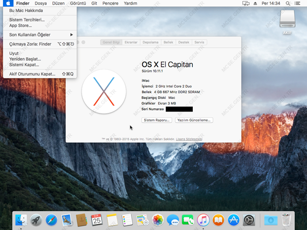 Masaüstü Bilgisayara Mac El Capitan Kurulumu